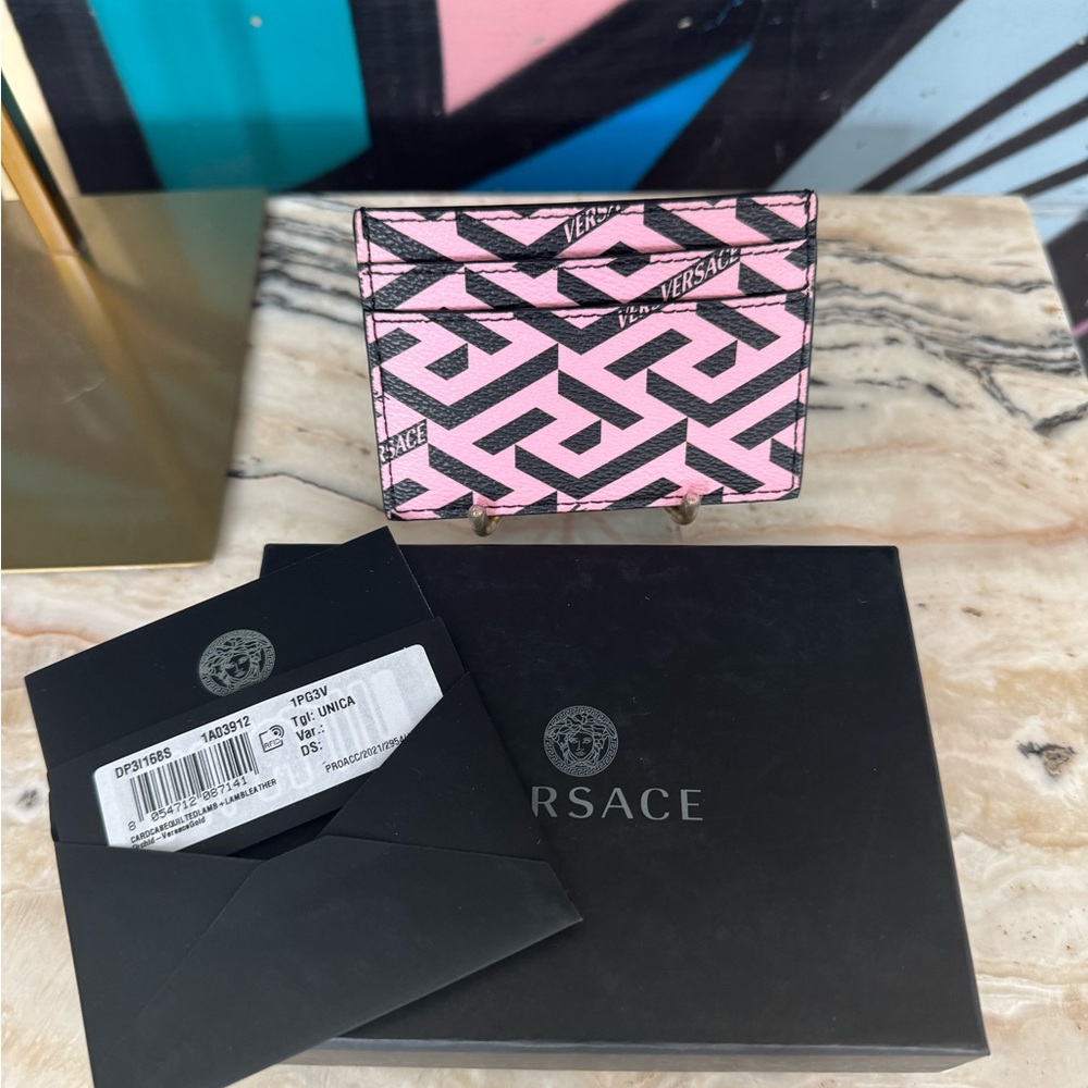 Versace Pink and Black Card Holder
